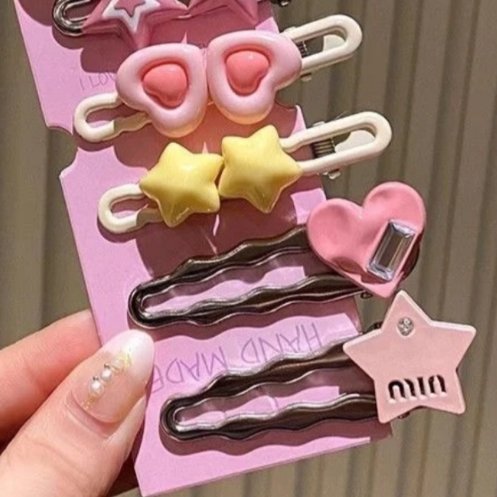 Candy Heart Seven-Piece Set Hair Clips NEW - Picture 3 of 3